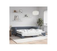 vidaXL Lit de jour gigogne, Canapé-lit moderne en velours Gris foncé 100x200 cm