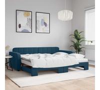 Lit de Jour avec Lit Gigogne et Matelas Canapé-lit Bleu 90x200 cm Velours vidaXL