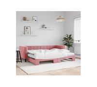 Vidaxl Lit De Jour Avec Lit Gigogne Et Matelas Rose 80x200 Cm Velours Multicolore