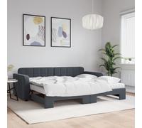 Lit de Jour avec Lit Gigogne et Matelas Salon Gris Foncé 90x200cm Velours vidaXL