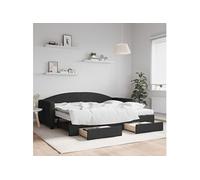 Vidaxl Lit De Jour Avec Gigogne Et Tiroirs Noir 90x200 Cm Tissu Multicolore