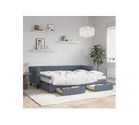 vidaXL Lit de Jour avec Lit Gigogne et Tiroirs, Canapé-lit avec Rangement, Lit d'Invité, Meuble de Chambre Salon, Moderne, 3197837 Gris G