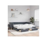 vidaXL Lit de Jour avec Lit Gigogne et Tiroirs, Canapé-lit avec Rangement, Lit d'Invité, Meuble de Chambre Salon, Moderne, 3196764 Gris