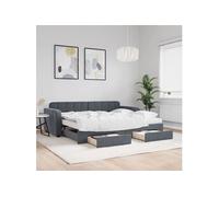 vidaXL Lit de Jour avec Lit Gigogne et Tiroirs, Canapé-lit avec Rangement, Lit d'Invité, Meuble de Chambre Salon, Moderne, 3197002 Gris G