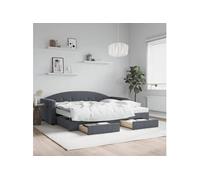 vidaXL Lit de Jour avec Lit Gigogne et Tiroirs, Canapé-lit avec Rangement, Lit d'Invité, Meuble de Chambre Salon, Moderne, 3197374 Gris