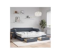 vidaXL Lit de Jour avec Lit Gigogne et Tiroirs, Canapé-lit avec Rangement, Lit d'Invité, Meuble de Chambre Salon, Moderne, 3197119 Gris G