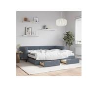 vidaXL Lit de jour 3197844 avec gigogne et tiroirs – Velours gris foncé 90x200 cm