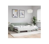 vidaXL Lit de jour avec lit gigogne 3196929 – velours, sans matelas, 90x200 cm, gris clair