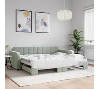 Lit de jour avec lit gigogne gris clair 90x200 cm velours canapé-lit vidaXL