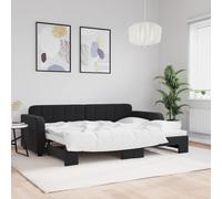 Lit de jour avec lit gigogne noir 80x200 cm velours canapé-lit vidaXL