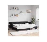 vidaXL Lit de jour avec gigogne sans matelas noir 90x200 cm