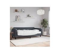 Lit de jour avec matelas gris foncé 100x200 cm velours, canapé-lit, canapé-lit de repos, lit de repos rembourré, lit 3197047