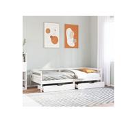 Lit de jour avec tiroirs 90x200 cm bois de pin massif, canapé-lit, lit de repos, lit de jour avec rangement, lit 3302058