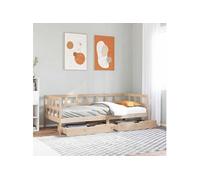 Lit de jour avec tiroirs 90x200 cm bois de pin massif, canapé-lit, lit de repos, lit de jour avec rangement, lit 3302083