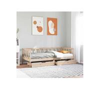 Lit de jour avec tiroirs 90x200 cm bois de pin massif, canapé-lit, lit de repos, lit de jour avec rangement, lit 3302071