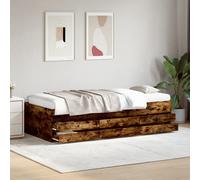 Vidaxl Lit De Jour Avec Tiroirs Sans Matelas Chêne Fumé 100x200 Cm Multicolore