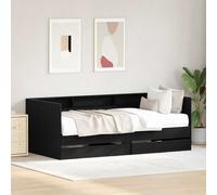 vidaXL Lit d'appoint 90 x 190 cm Chêne noir Bois d'ingénierie Cadre rectangulaire moderne