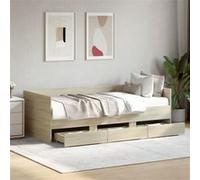 vidaXL Lit de Jour avec Tiroirs, Canapé-lit avec Rangement, Lit d'Invité, Meuble de Salon Chambre à Coucher, Moderne, Chêne Sonoma 90x190 cm Bois d'Ingénierie