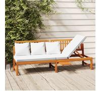 Lit de jour - Bois d'acacia - 200x60x75cm - Coussin crème - Multifonctionnel - Confortable