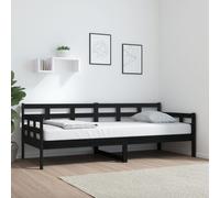 vidaXL Lit de jour Noir Bois massif de pin 90x190 cm 820371