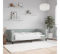 vidaXL Lit de Jour, Canapé-lit avec Dossier et Accoudoirs, Lit d'Invité, Meuble de Chambre Salon, Moderne, Gris Clair 100x190 cm Velours