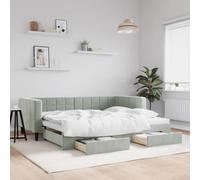 Lit de Jour Canapé Lit Gigogne avec 2 Tiroirs de Rangement, Velours Gris, 90x200 cm, Multifonctionnel pour Salon et Chambre d'amis, Design Moderne et Élégant sans Matelas