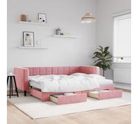 Vidaxl Lit De Jour Avec Matelas Rose 80x200 Cm Velours Rose