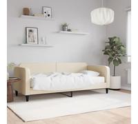 Lit de Jour Convertible Canapé Lit 2 Places avec Matelas Crème 100x200 cm, Tissu Durable, Confort Mousse, pour Salon et Chambre d'amis, Design Moderne et Pratique