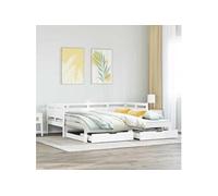 vidaXL Lit de jour et lit gigogne et tiroirs 80x200 cm bois pin massif, canapé-lit, lit d'invité, lit de jour en bois, lit 3302234