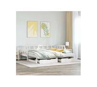 Lit de jour et lit gigogne et tiroirs 90x190 cm bois pin massif, canapé-lit, lit d'invité, lit de jour en bois, lit 3302212