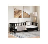 Vidaxl Lit De Jour Avec Lit Gigogne Noir 90x200 Cm Bois De Pin Massif Marron