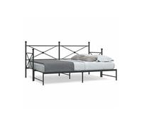 Lit de jour et lit gigogne sans matelas noir 90x190 cm acier, canapé-lit, canapé-lit confortable, lit de jour avec 4104674