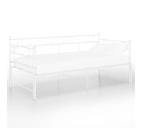 Lit de jour extensible blanc 90 x 200 cm - Lit en métal moderne pour chambre d'hôtes et petits espaces - Peu encombrant et durable - Idéal pour les invités ou les adolescents
