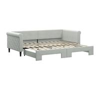 Lit de jour extensible, gris clair, 90 x 200 cm, en velours, moderne, extensible, pour chambre d'hôtes et petits espaces, housse en velours doux pour un confort optimal