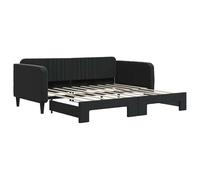 Lit de jour, extensible, noir, 90 x 190 cm, en velours, peu encombrant, pour chambre d'hôtes et petits espaces, confortable et durable