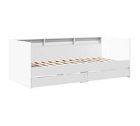 Lit de jour - GAROSA - 90x190 cm - Bois d'ingénierie - Blanc - Avec tiroirs