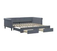 Lit de Jour Gigogne 100x200 cm avec Tiroirs, Velours, Sans Matelas | Canapé-lit 2 en 1, cadre bois et métal, lit d'appoint pour invités, rangement à roulettes, style minimaliste
