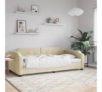 Vidaxl Lit De Jour Avec Gigogne Et Tiroirs Crème 80x200 Cm Tissu Multicolore