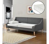 Divan Élégant Canapé Convertible en Lit Moderne avec Matelas à Mousse à Froid Confortable Lit Simple Tissu Polyester 90 x 200 cm Gris Foncé [en.casa]