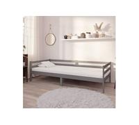 Lit de jour sans matelas gris bois de pin massif 90x200 cm