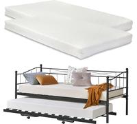 Lit de jour Skutskär avec matelas 90x200cm et couchette extensible Canapé-lit Canapé convertible 2 plans de couchage Noir