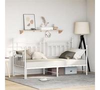 Lit De Jour Vidaxl Avec Lit Escamotable Blanc 75x190 Cm En Acier Blanc