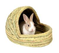 Lit de lapin tissé en paille - Forme de pantoufle pour maison de trappe et furet - Lit convivial pour petits animaux de compagnie pour lapins, hamsters, cochons d'Inde, oiseaux, cage, poulailler, bac