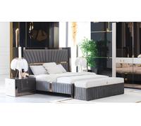 Lit de luxe 180x200cm avec tête de lit en bois et 2 tables de nuit Meubles italiens Nouveau