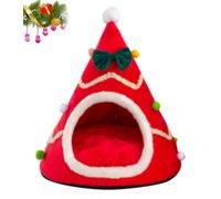 Lit de Maison de Chat de Noël Arbre de Noël Tente de Chat Nid d'animal de Compagnie de Noël Chien Vert Rouge Cave Chenil Tipi