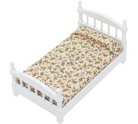 Lit de maison de poupée en bois 1 : 12 échelle miniature ensemble de meubles de chambre à coucher avec oreiller matelas