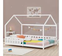 Lit cabane Hesel pour enfants bois de pin 90 x 200 cm blanc