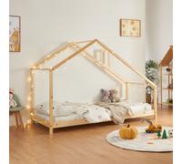 Lit cabane Siuntio bois de pin 90 x 200 cm naturel [en.casa]
