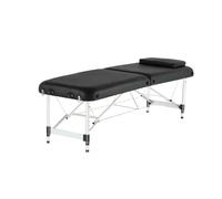 Lit de massage de beauté pliable et portable avec trou for la tête, lit professionnel de thérapie de tatouage réglable en hauteur, for salon de spa, facile à transporter(Black,185x70x51-78cm)
