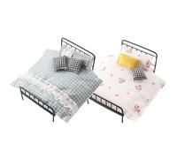 Lit de | Matelas Et Couette Miniatures À L'Échelle 1 12,Ensemble de Lit de Petit Cadre en Fer Forgé | pour Jeux d'Imitation et Décoration d'Intérieur